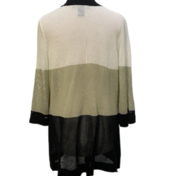 VTG ONCE AGAIN Womens Mesh Fishnet Open Front Embroidered Cardigan XL Fisherman - Picture 4 of 6